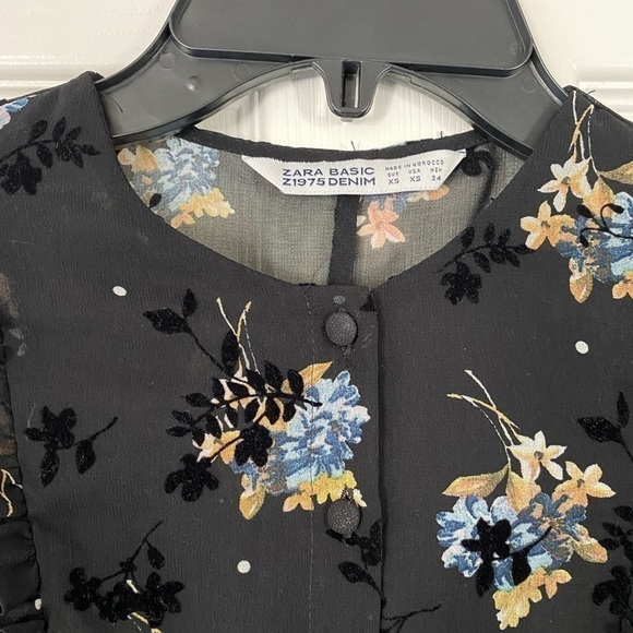 Zara Blogger Favorite Gothic Dark Floral Babydoll Long Sleeve MIDI Dress… - Picture 3 of 6